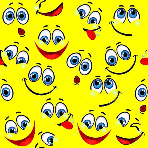 Seamless pattern - funny faces on a yellow background Stock Vector ...