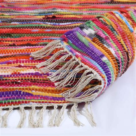 Cotton Chindi Rag Rug Boho Multi Colored Stripes Woven Hand Etsy