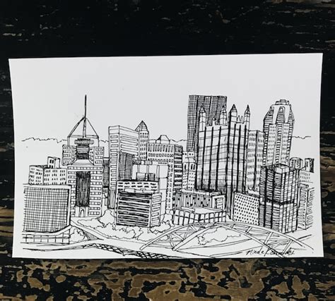 Pittsburgh Pennsylvania Skyline Drawing - Etsy