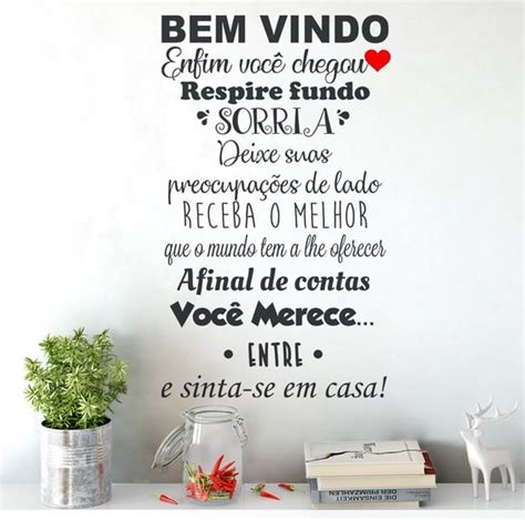 Adesivo Parede Frases Bem Vindo Amor Ame Mais Enfim Chegou Elo