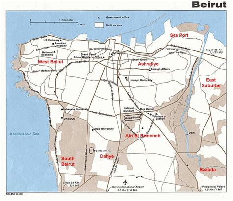 Beirut Lebanon map - Map of beirut Lebanon (Western Asia - Asia)