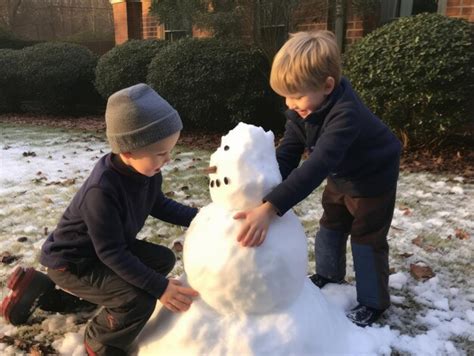 Premium AI Image | Kids building a snowman in winter day