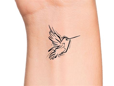 Sketchy Hummingbird Temporary Tattoo Distressed Bird Tattoo Etsy