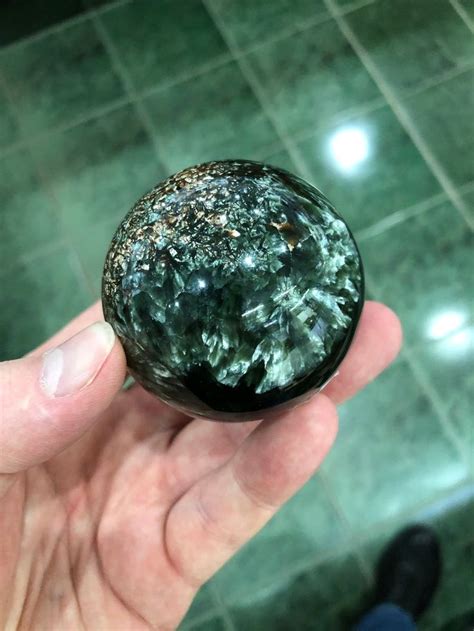 Stone Sphere Of Natural Stone Seraphinite Clinochlore Etsy Sphere