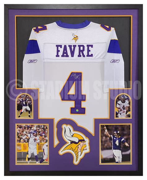 Brett Favre Autographed Framed Vikings White Jersey - The Stadium Studio