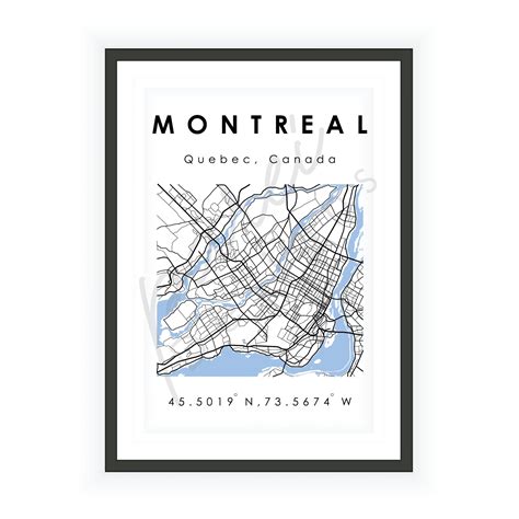 Montreal Qc Map Montreal Quebec Digital Map Minimalistic Digital Map