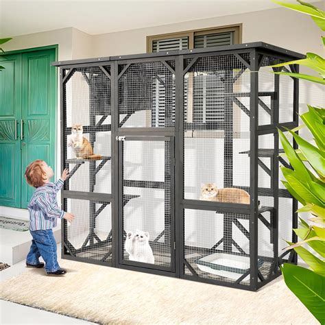 Jovno Large Outdoor Cat House Catio Kitty Enclosure With