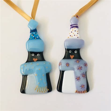 Fused Glass Christmas Decoration Penguin Decoration Etsy UK