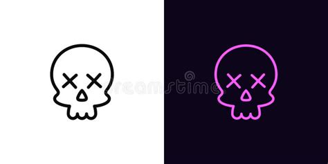 Outline Skull Emoji Icon With Editable Stroke Skull Emoticon