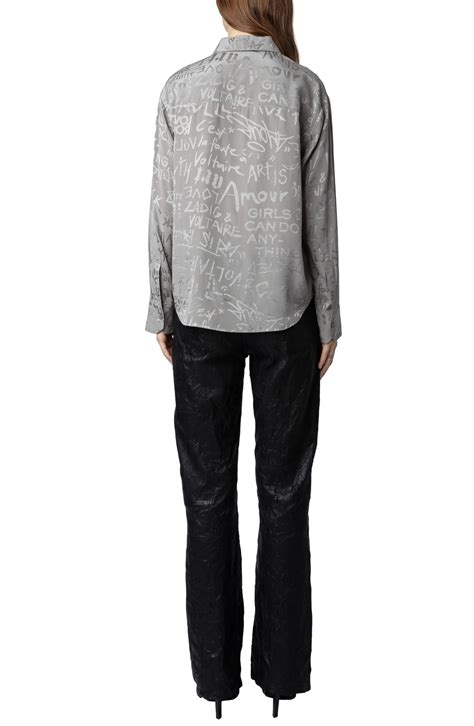 Zadig Voltaire Morning Jacquard Manifesto Silk Shirt REVERSIBLE