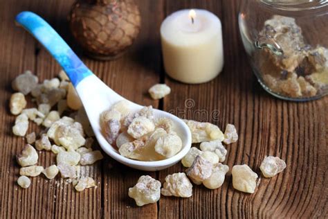 Aromatic Resin from Boswellia Sacra Tree in a Spoon Stock Image - Image ...