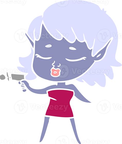 Pretty Flat Color Style Cartoon Alien Girl With Ray Gun 45082767 Png