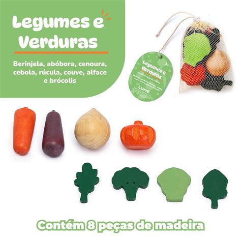 Legumes e Verduras da Lume brinquedo de madeira Cód LM302