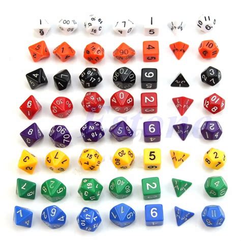 Set of 7 Sided Die D4 D6 D8 D10 D12 D20 DUNGEONS&DRAGONS D&D RPG Poly ...