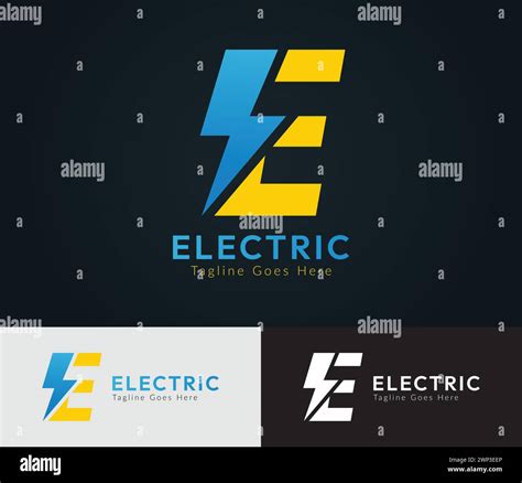 Electric Logo Template Initial E Letter With Lightning Bolt Logo