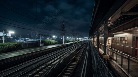 View Of A Train Station At Night Background, 500 Type Eva Shinkobe ...