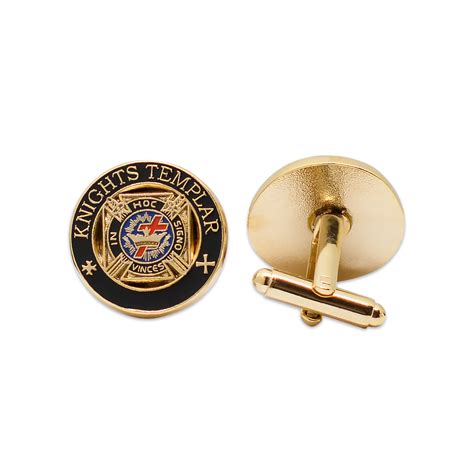 Knights Templar Masonic Cuff Link Pair Black Gold 3 4