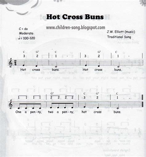 Hot Cross Buns Song With Notes And Chords