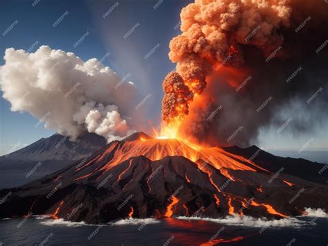 Premium AI Image | Image_of_a_volcano_erupting_releasing_magma