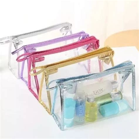 Kit Necessaire Transparente 2 Pequena 1 Grande Rosa R 40 97 Em