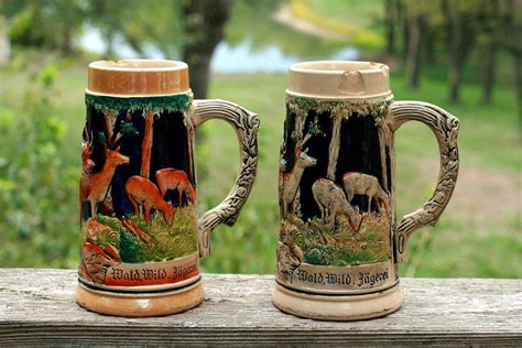 Vintage Beer Steins German Beer Stein. Set of 2. by AbateArts