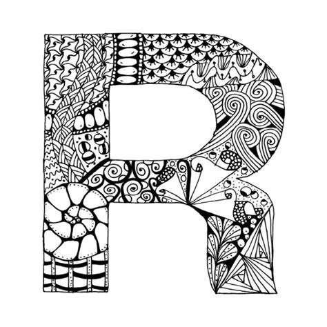 Zentangle Stylized Alphabet Letter Doodle Style Hand Drawn Sketch Font