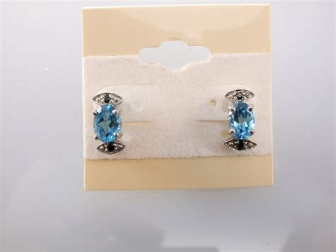 Blue Topaz Earrings Blue Topaz Sterling Silver Earrings Rhodium