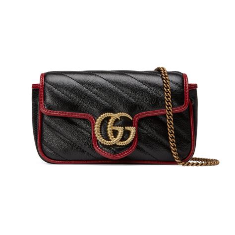 Gucci Leather GG Marmont Super Mini Bag In Black Leather Black Save