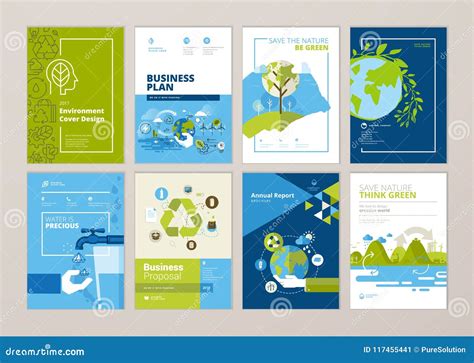 Set Of Brochure And Annual Report Cover Design Templates Of Nature