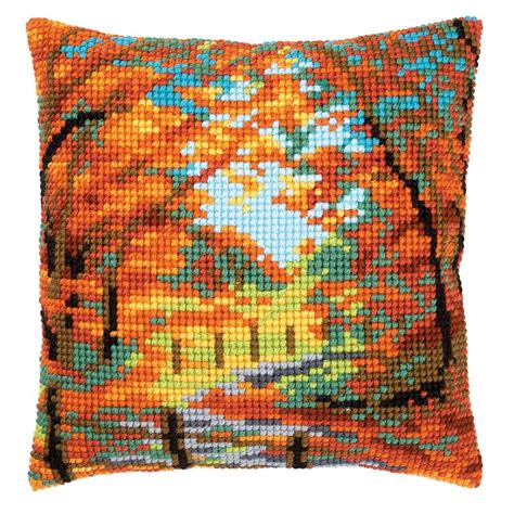 Autumn Landscape Chunky Cross Stitch Cushion Front Kit By Vervaco