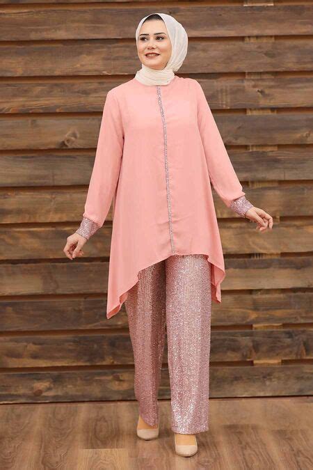 Salmon Pink Hijab Dual Suit Dress 1207smn Neva