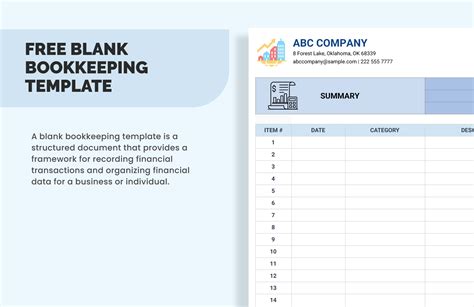 Blank Bookkeeping Template in Excel, Google Sheets - Download ...