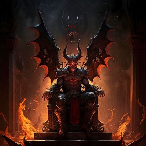 Premium Ai Image Devil In Hell Demon Sitting On A Throne Warrior King