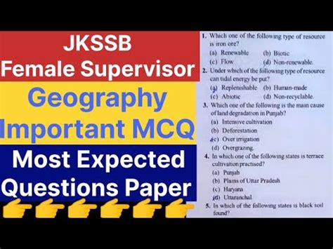 JKSSB Female Supervisor Most Expected Questions JKSSB Important