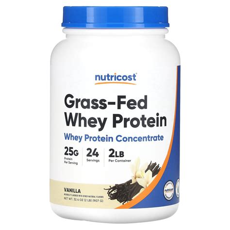 Nutricost Grass Fed Whey Protein Concentrate Vanilla 2 Lb 907 G