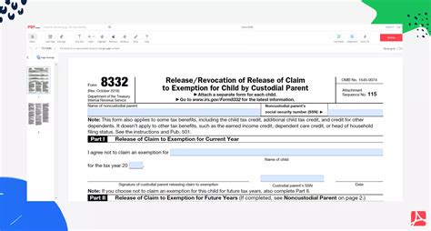 Form 8332 Printable Form 8332 Blank Sign Forms Online — Pdfliner