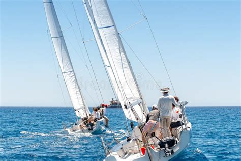 Sailing Yachts Regatta Sailboats Under Sail In The Race Stock Photo