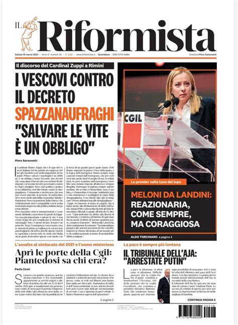 Quotidiano Del 18 Marzo 2023 Il Riformista