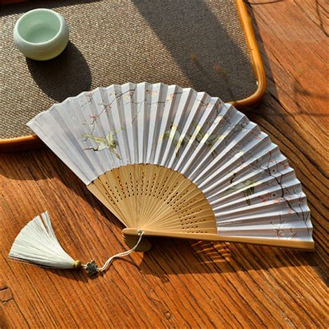 Chinese watercolor crane hand fan chinese silk hand fan japanese ...