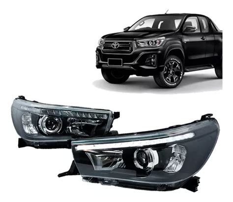 Farol Led Drl Hilux Srv Pickup 2016 A 2019 Máscara Negra