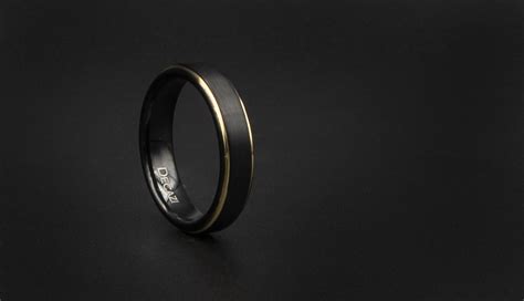 Black Tungsten Wedding Band, Black and Gold Wedding Band, Affordable Wedding Band, Unisex ...