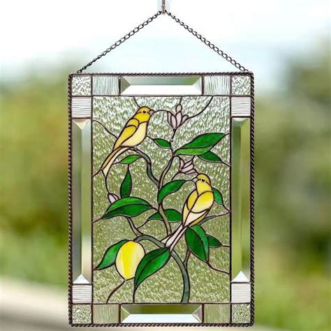 Vikakiooze Home Decor Under 5 Cute Bird On A Wire Stained Window