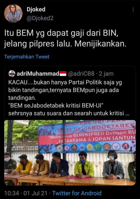 Bem Se Jabodetabek Kritisi Bem Ui Netizen Kacau Bem Pun Juga Ada