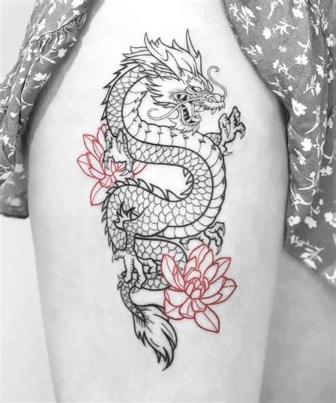 Dragon Tattoo on thigh | Dragon tattoo designs, Dragon tattoo with ...