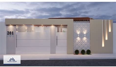 Muros De Casas Simples - Modern White House with Two Garages | Muros de casas simples, Fachadas ...