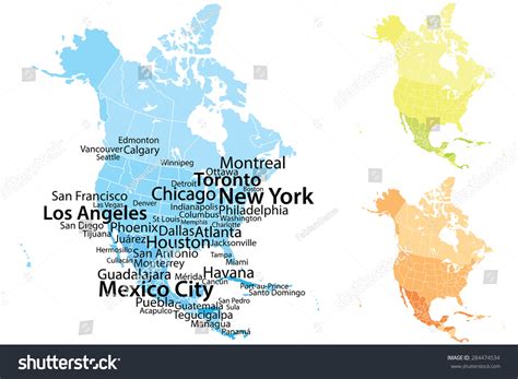 North America Map Largest Cities Carefully Stock Vector 284474534 ...