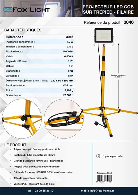 Projecteur De Chantier Sur Tr Pied W Foxlight