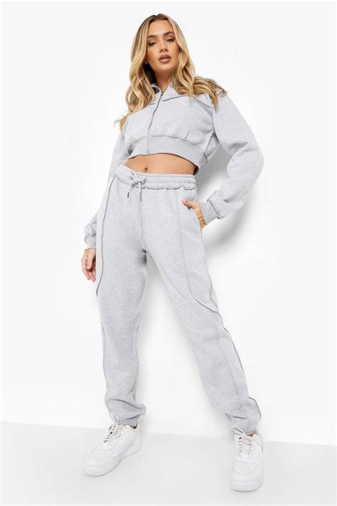 Exposed Seam Funnel Neck Tracksuit Boohoo