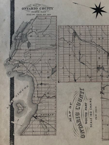 1877 Original Antique Map of Ontario County | D & E LAKE LTD. Toronto – D & E Lake Ltd