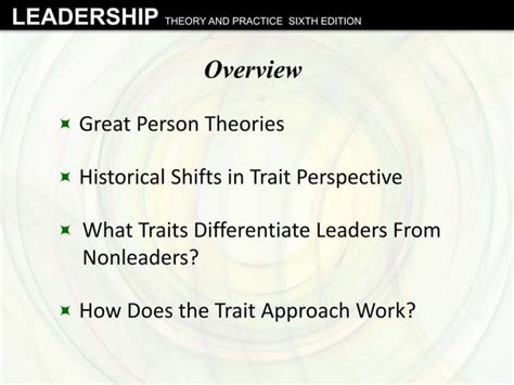 Trait Approach Leadership Theory And Practice Ppt